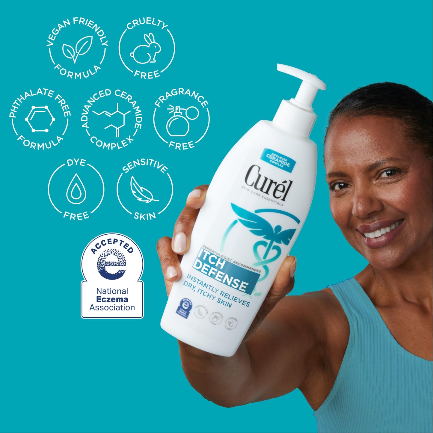 Curel Itch Defense Calming Body Lotion, Moisturizer for Dry, Itchy Skin, Body and Hand Lotion, with Advanced Ceramide Complex, Pro-Vitamin B5, Shea