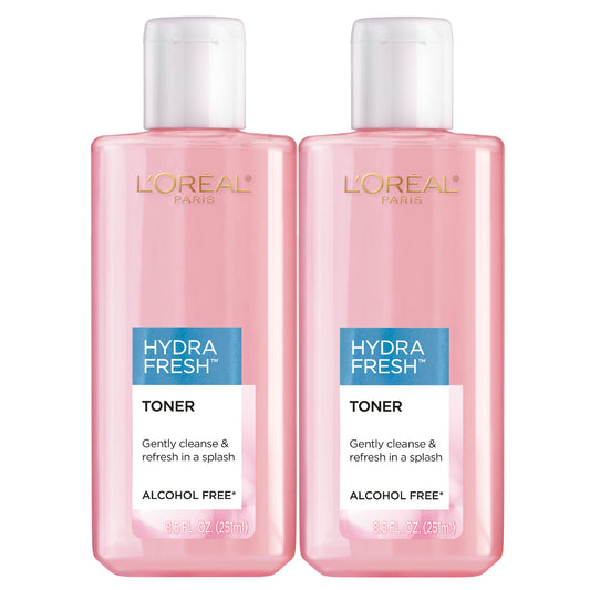 L'Oreal Paris Skincare HydraFresh Toner Face Toner with Pro-Vitamin B5 for a Smoother, Brighter Complexion, 2 Count