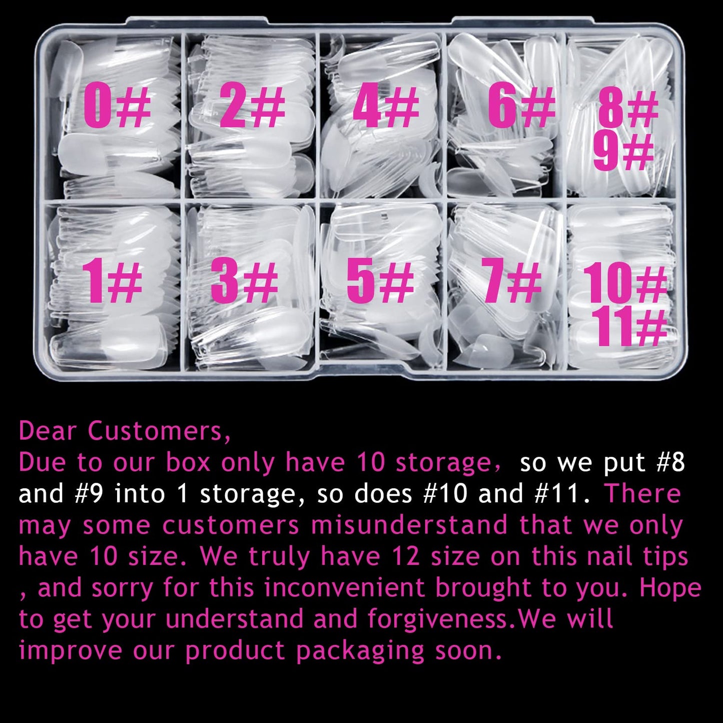 Melous Medium Stiletto Gel False Nail Tips, 120 PCS Pre Buff Full Cover, Square, Matte, 12 Sizes, 120 Number of Pieces, Nail Art Enhancement