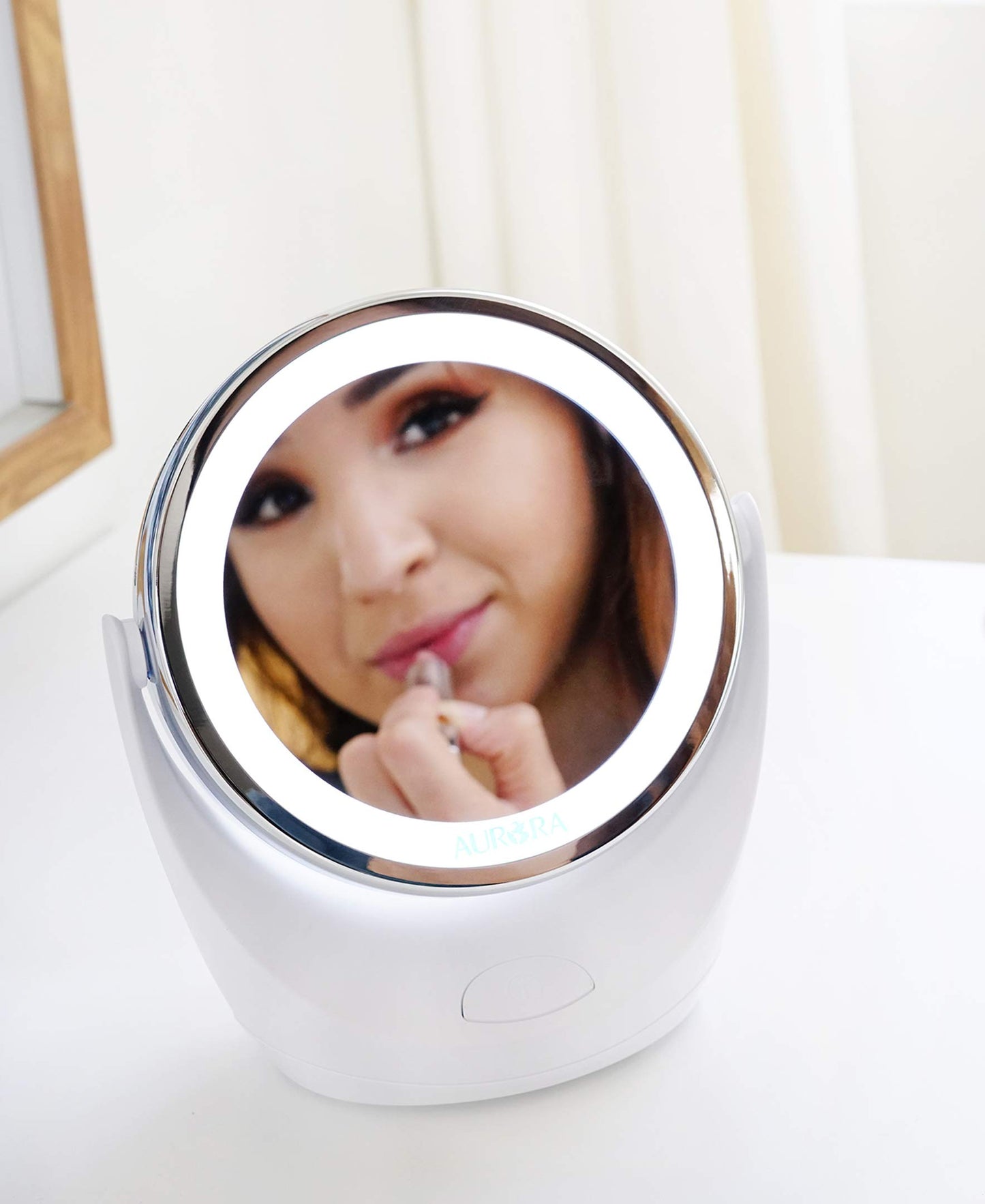 Aurora Health & Beauty 1x/5x Led Vanity/Makeup Mirror, 360 Rotation, Portable With Led Ring