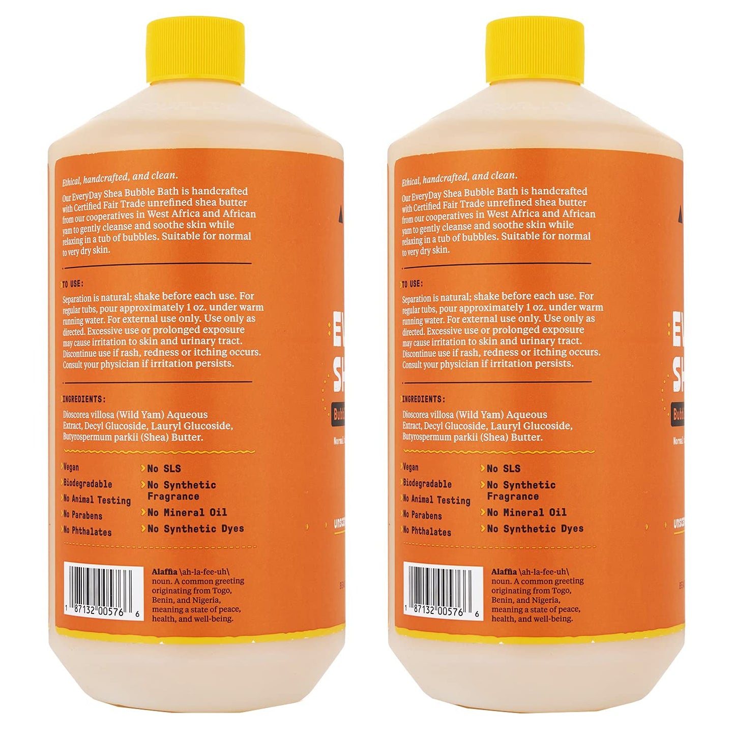 Alaffia Everyday Shea Bubble Bath, Cleanse, Soothe & Moisturize Skin, Made with Fair Trade Shea Butter, Cruelty Free, No Parabens, Vegan, Unscented, 2