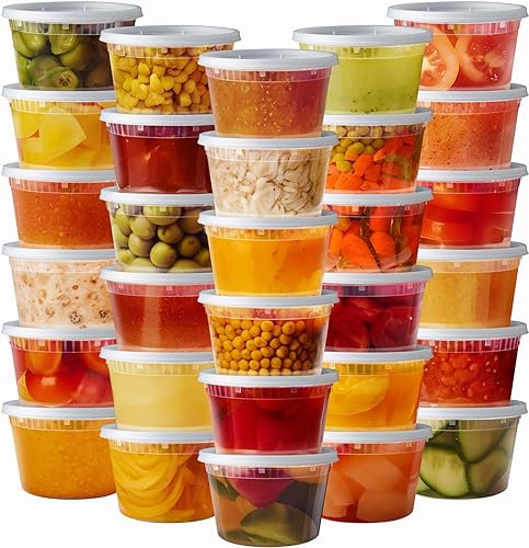 Pantry Value [16 oz. - 48 Count Plastic Food Storage Deli Containers with Lids, Disposable Containers With Lids - Perfect for Storing Soups, Sauces…