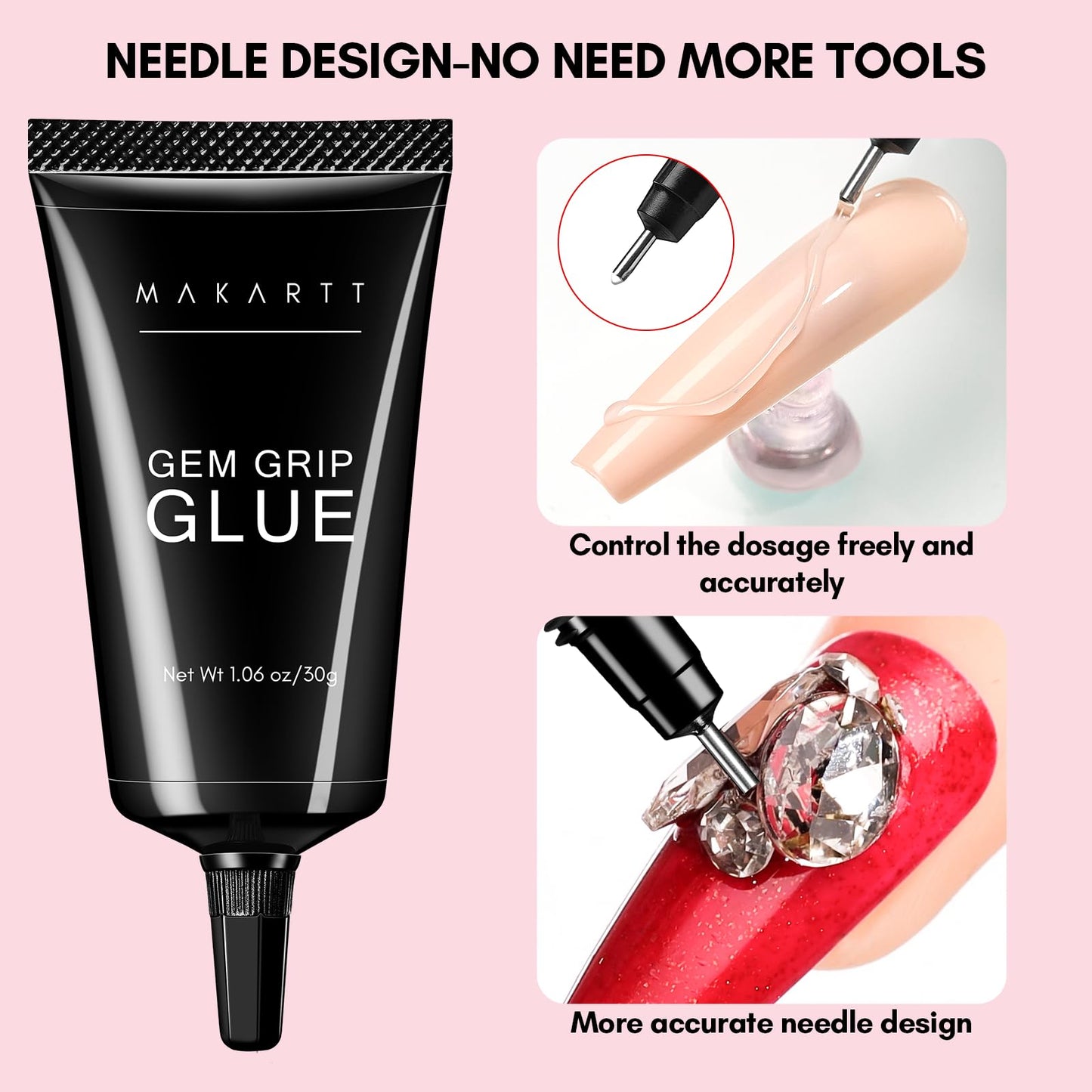Makartt No Wipe Rhinestone Glue for Nails, 30G Super Strong Nail Charm Glue Bling Gel for 3D Decorations Nail Art Gems Jewelry Diamond for Nail Techs Beauty and Personal Care Makartt