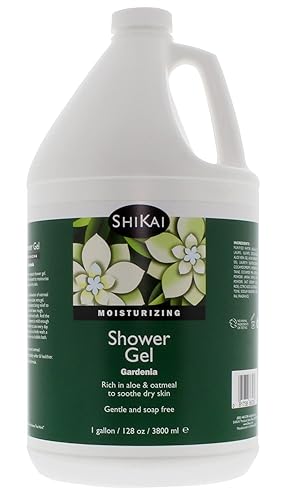 ShiKai Daily Moisturizing Shower Gel (Gardenia, 1 Gallon) | with Hydrating Aloe Vera & Oatmeal | Scented Body Wash for Dry Skin Relief