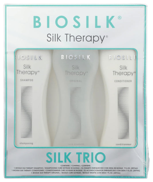 Biosilk Silk Therapy Trio Unisex Shampoo, Conditioner, and Original Treatment 7 oz 3 Pc