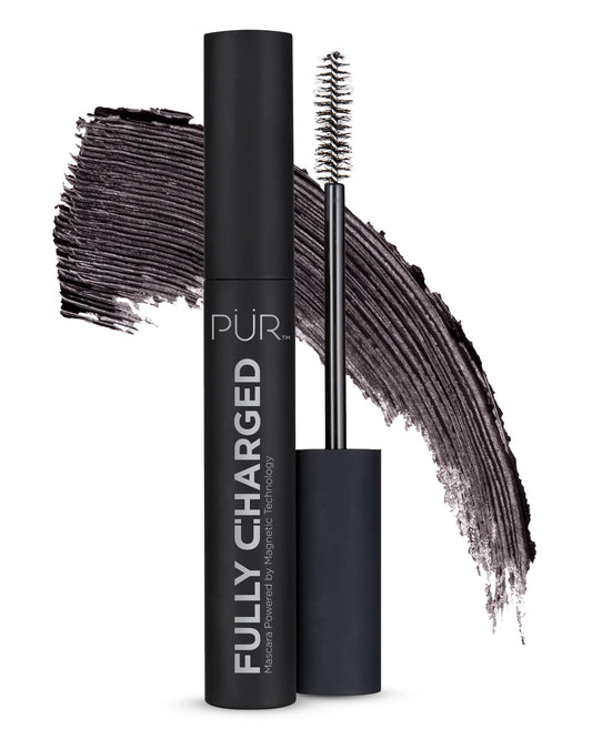 PÜR MINERALS Fully Charged Mascara for Eye Lash Volume & Length (Black) - Travel Size Thickening, Volumizing, & Lengthening Mascara Powered