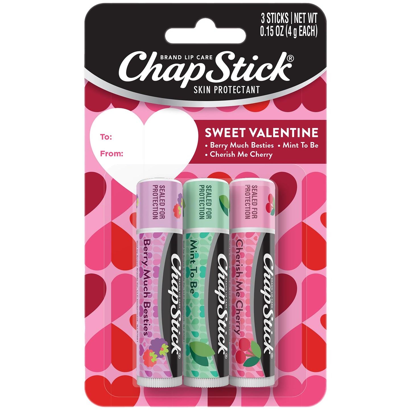 ChapStick Sweet Valentine Gift Lip Balm, Hydrating & Moisturizing Lip Care For Dry, Chapped Lips, Limited Edition Flavors, 3 Pack Variety, 0.15 OZ EA