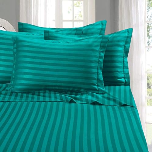 Elegant Comfort #1 Bed Sheet Set on Amazon - Super Silky Soft - 1500 Premier Hotel Quality Luxurious Wrinkle, Fade, Stain Resistant 6-Piece Stripe Bed