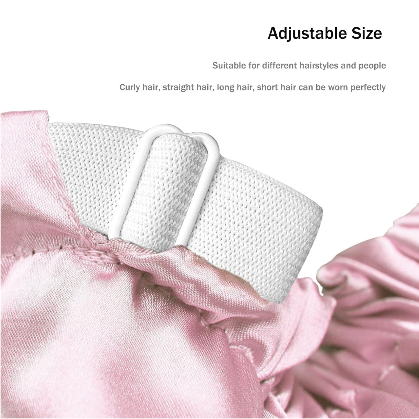 Amamba Shower Caps,100% Real Satin Lined Shower Cap,Extra Large Shower Cap for Women Reusable Waterproof,Adjustable Size&Long Hair Bath Caps?Pink?