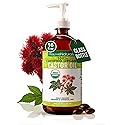 RejuveNaturals Castor Oil (16oz Glass Bottle) USDA Certified Organic, 100% Pure, Cold Pressed, Hexane Free. Boost Hair Growth for Thicker, Fuller