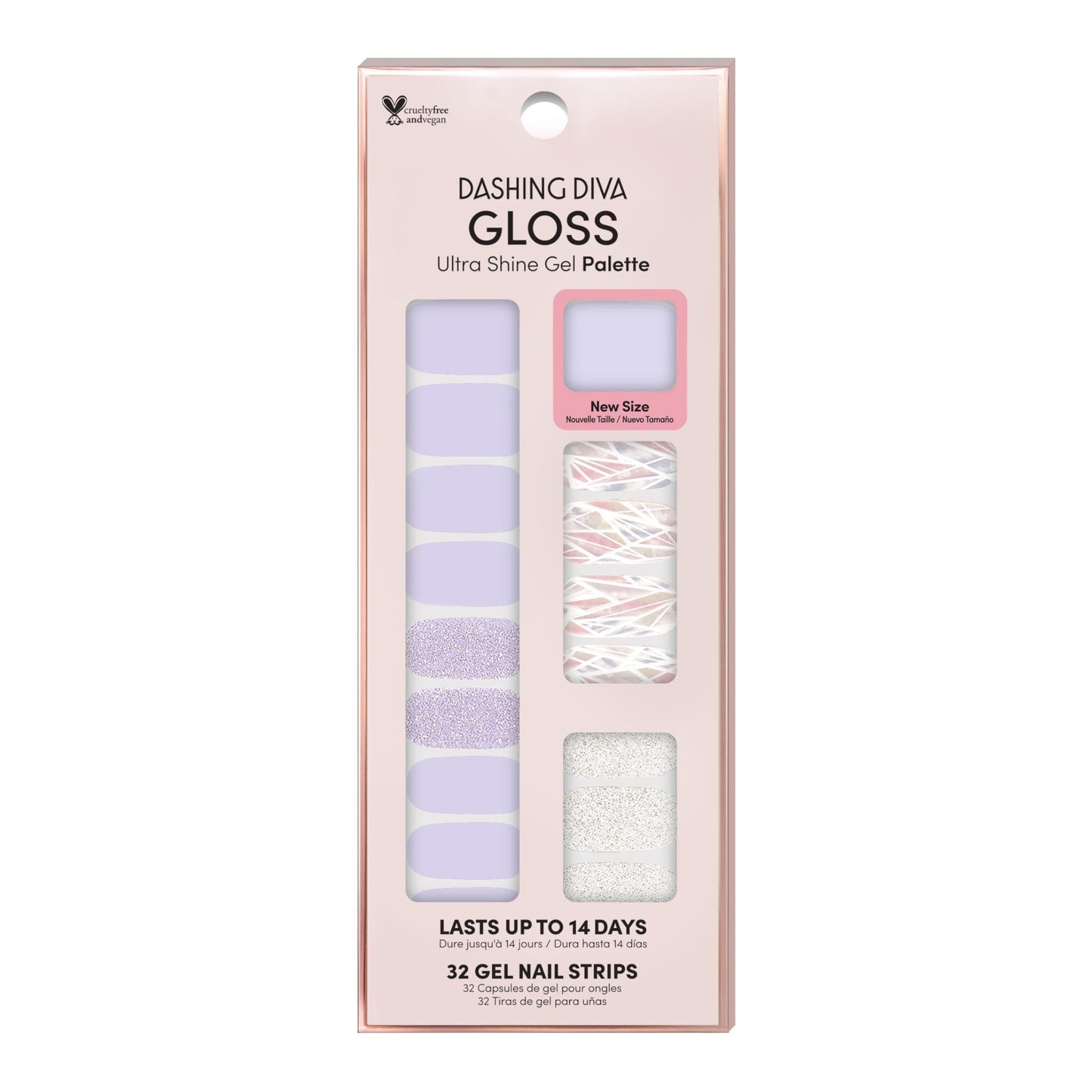 Dashing Diva Gloss Nail Strips - Gleam Queen | UV Free, Chip Resistant, Long Lasting Gel Nail Stickers | Contains 32 Nail Wraps, 1 Prep Pad, 1 Nail