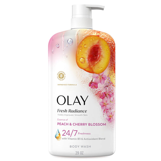 Olay Body Wash for Women, Fresh Radiance, 24/7 Skin-Loving Freshness, Visibly Radiant, Plant Based Cleansers, Vitamin B3 & Antioxidant Blend, For All