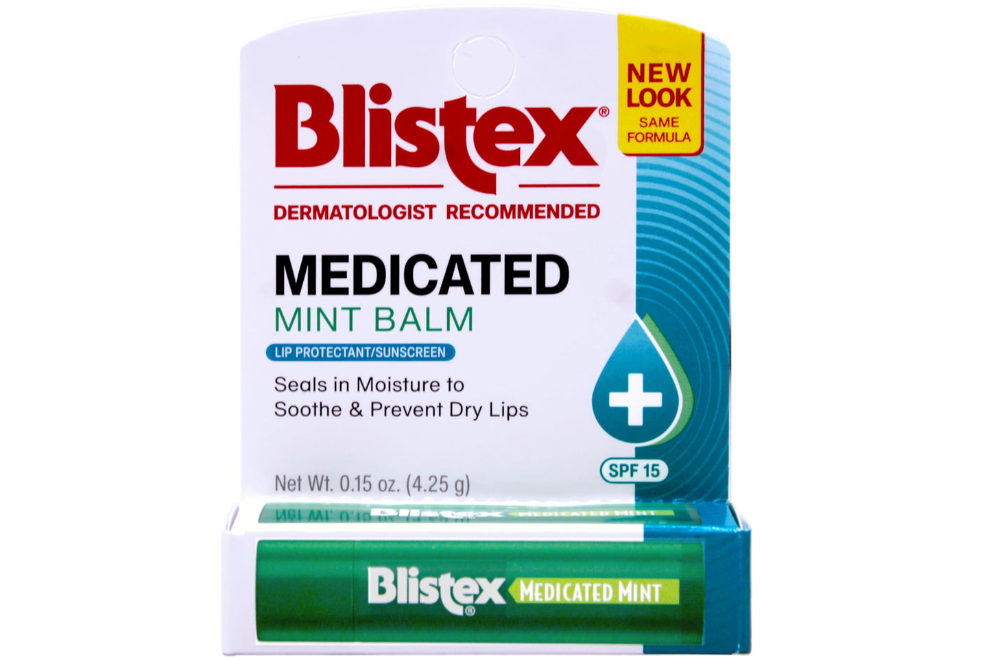 Blistex Medicated Lip Balm Protectant/Sunscreen SPF 15 Mint, 0.15 OZ (Pack of 4)