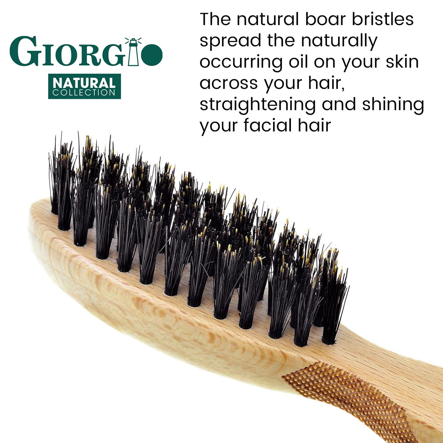 Giorgio GBRD1 Small Travel Men's Mustache and Beard Brush, Natural Boar Bristle for Flawless Shaping and Grooming. Ergonomic Grip Wood Handle. Dry or Beauty and Personal Care GIORGIO