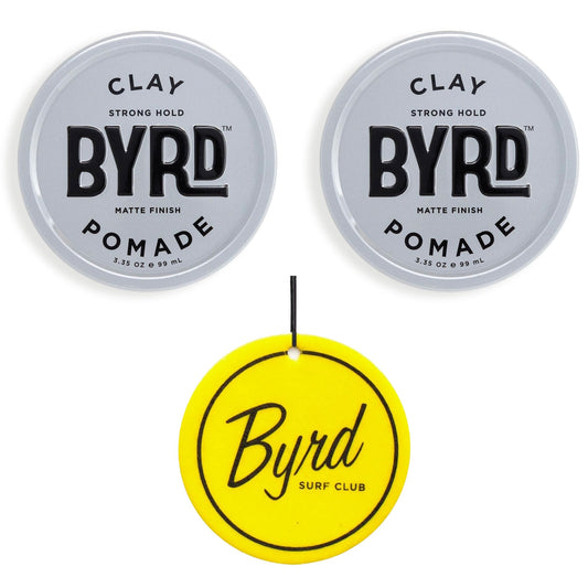 BYRD Hairdo Products Clay Pomade for Men 2-Pack - Strong Hold, Ultra Matte Finish, Add Volume & Sculpt to All Hair Types, Plus Salty Coconut Car Air Beauty & Personal Care BYRD Hairdo Products