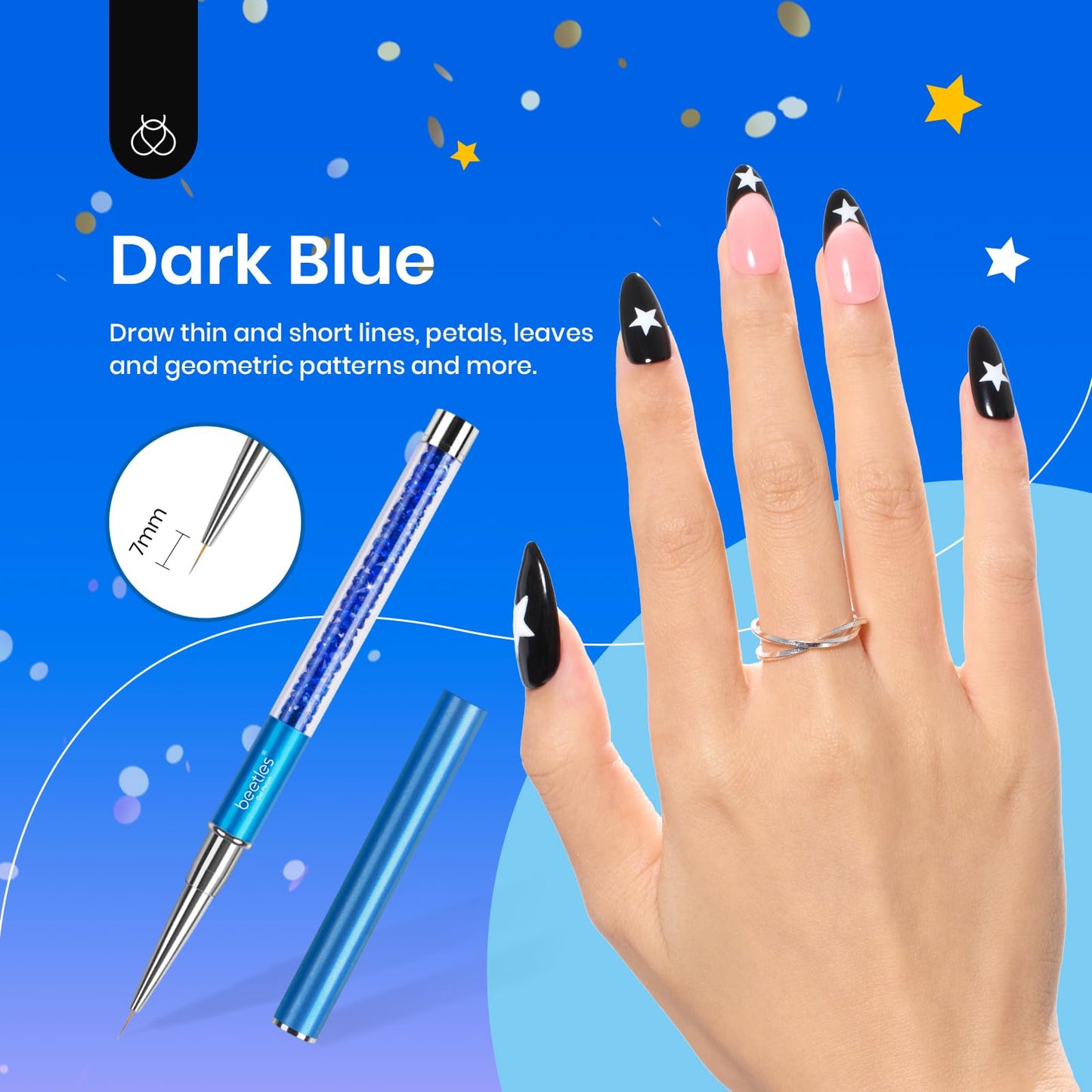 Beetles Gel Polish Nail Art Liner Brushes 5Pcs Painting Art Design Pen Set Diamond Application Rhinestone Handle Dotting Drawing Sizes 5 7 9 11 20mm