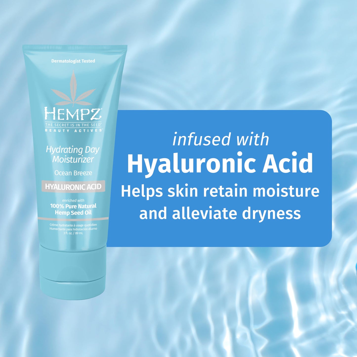 Hempz Ocean Breeze Hydrating Daily Moisturizer - Hydrating Day Cream Rich with Minerals, Vitamin C, & Hempseed Oil to Hydrate & Repair Extremely Dry