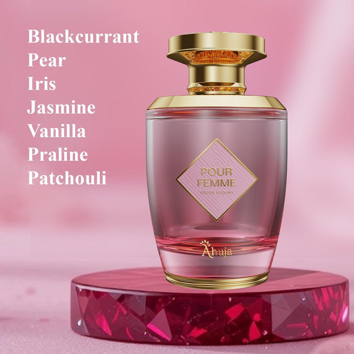 AHUJA Pour Femme Eau De Parfum 3.4oz - Luxurious Women’s Fragrance w/Notes of Floral Iris, Patchouli & Vanilla - Elegant, Long Lasting Perfume Beauty & Personal Care AHUJA