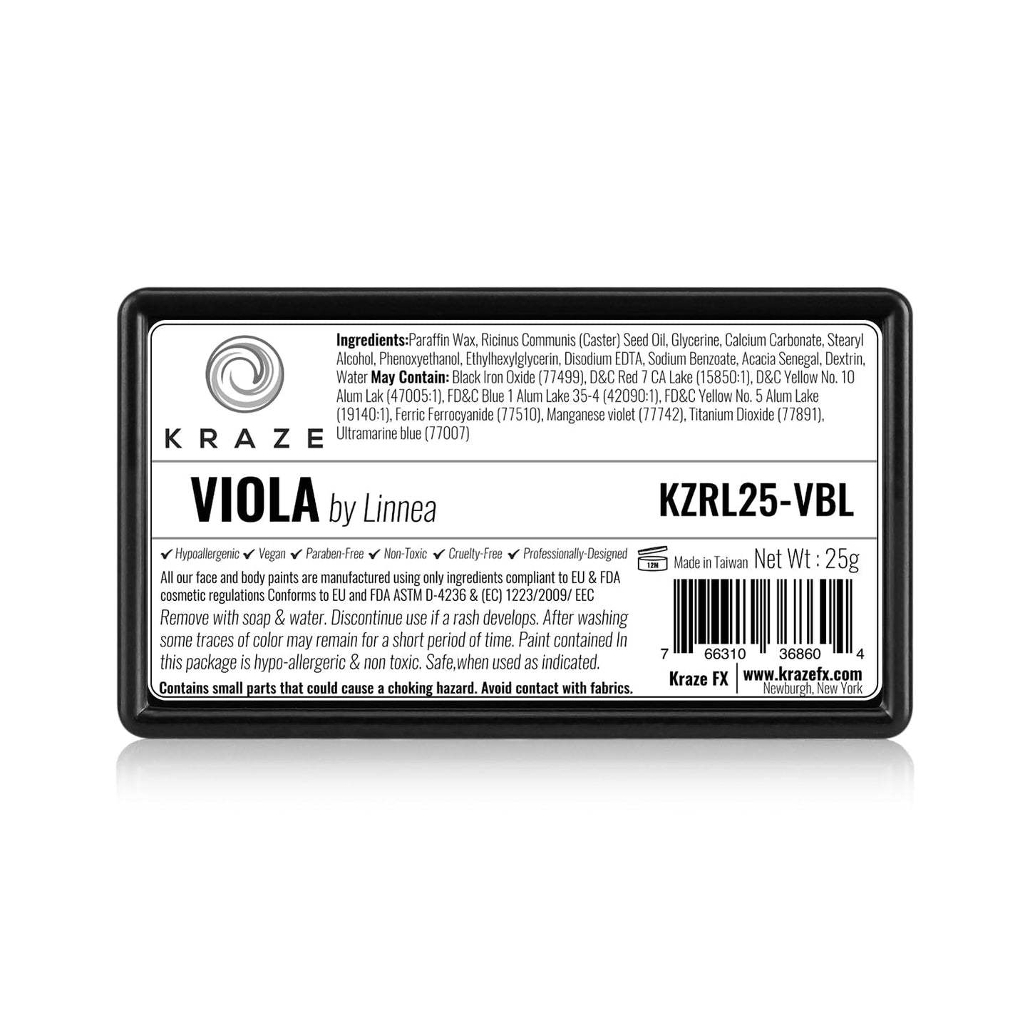 Kraze FX Dome Stroke - Viola by Linnea (25 gm), Professional 1-Stroke Split Cake, Hypoallergenic, Non-Toxic, Water Activated Face & Body Painting