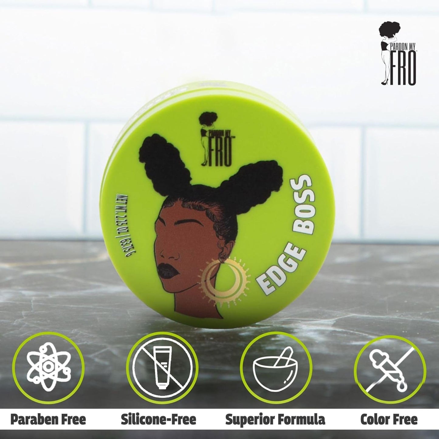 Pardon My Fro Edge Boss Gel - Extra Hold Control for Sleek Edges, Long Lasting, Moisturizing Shine, Non-Greasy, No Flakes, Ideal for Braids, Dreads