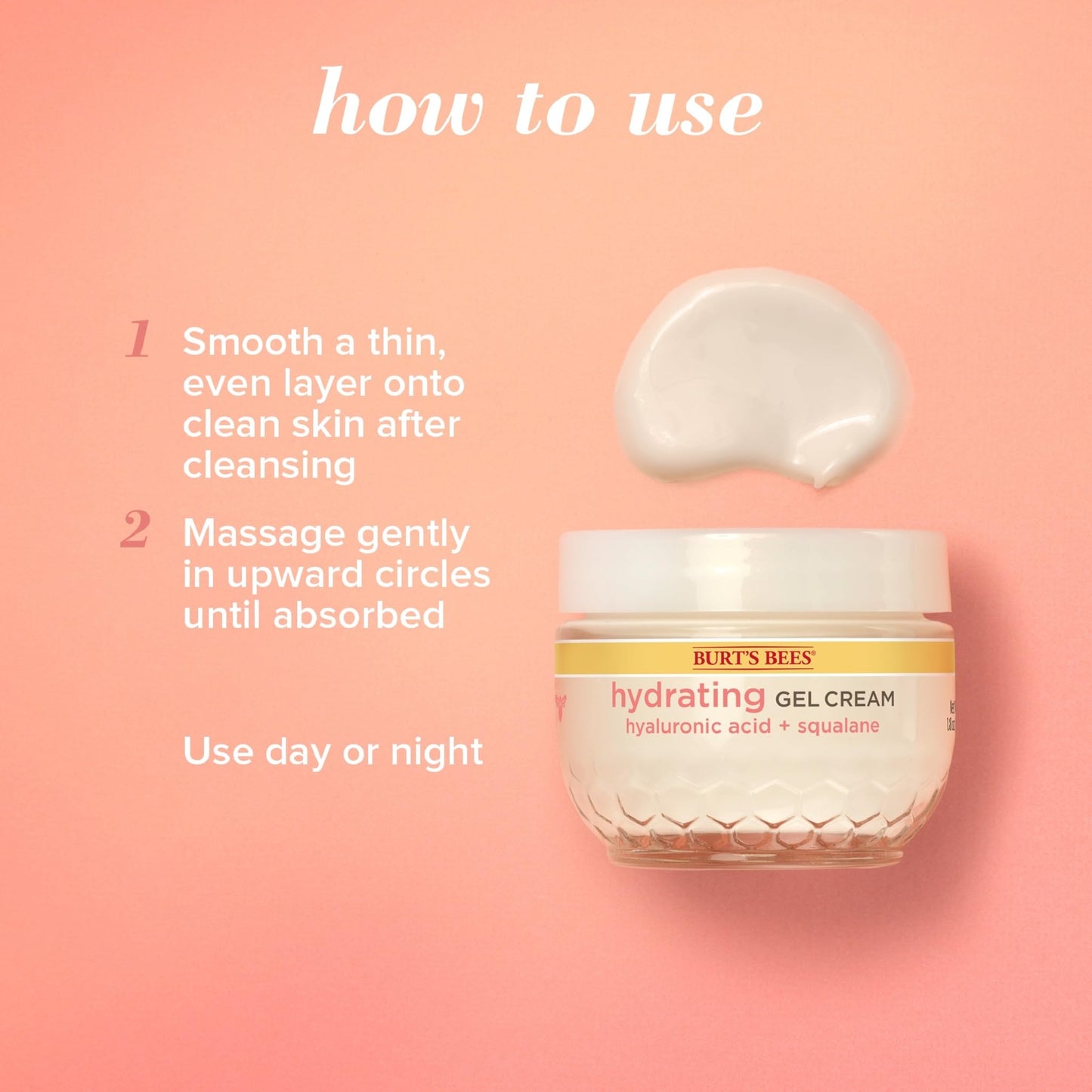 Burt's Bees Truly Glowing Replenishing Gel Cream, Moisturizer with Hydrate and Glow Complex for Normal and Combination Skin, 1.8 Fluid Ounces