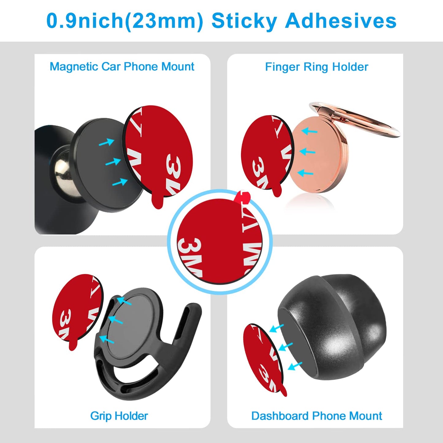 3M Sticky Adhesive Replacement Parts for Pops Socket Base, 6pcs 1.38 Circle Double Sided Tape for Collapsible Grip Stand's Back, 2pcs VHB Sticker…