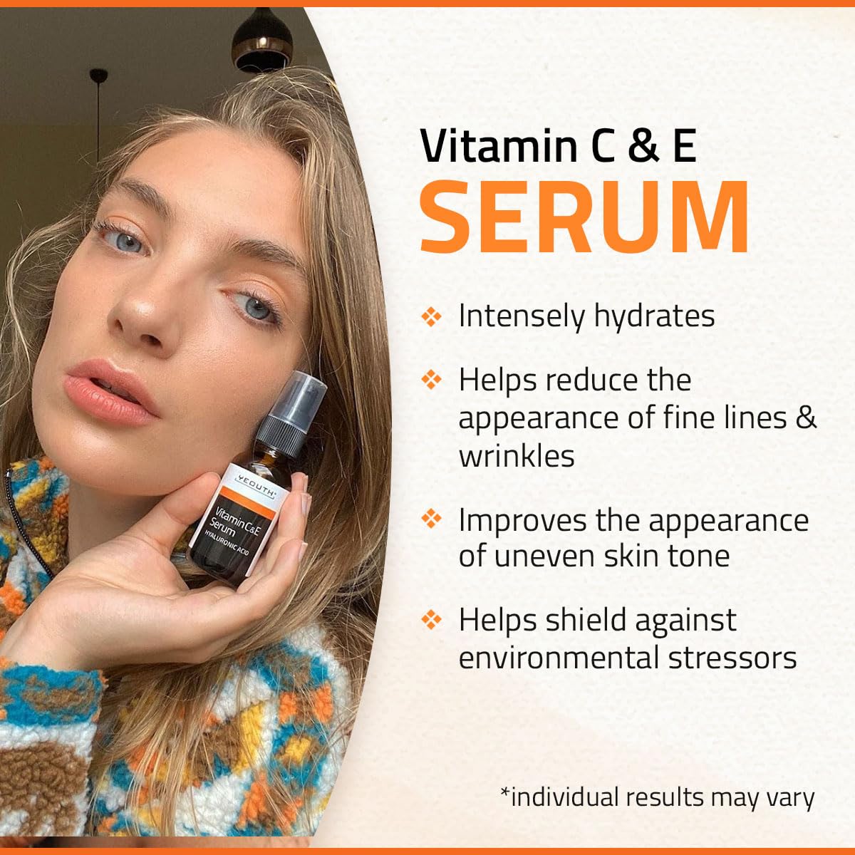 YEOUTH Vitamin C Face Serum with Hyaluronic Acid, Hydrating Vitamin C Serum for Face, Facial Serums Targets the Appearance of Dull Spots 2oz