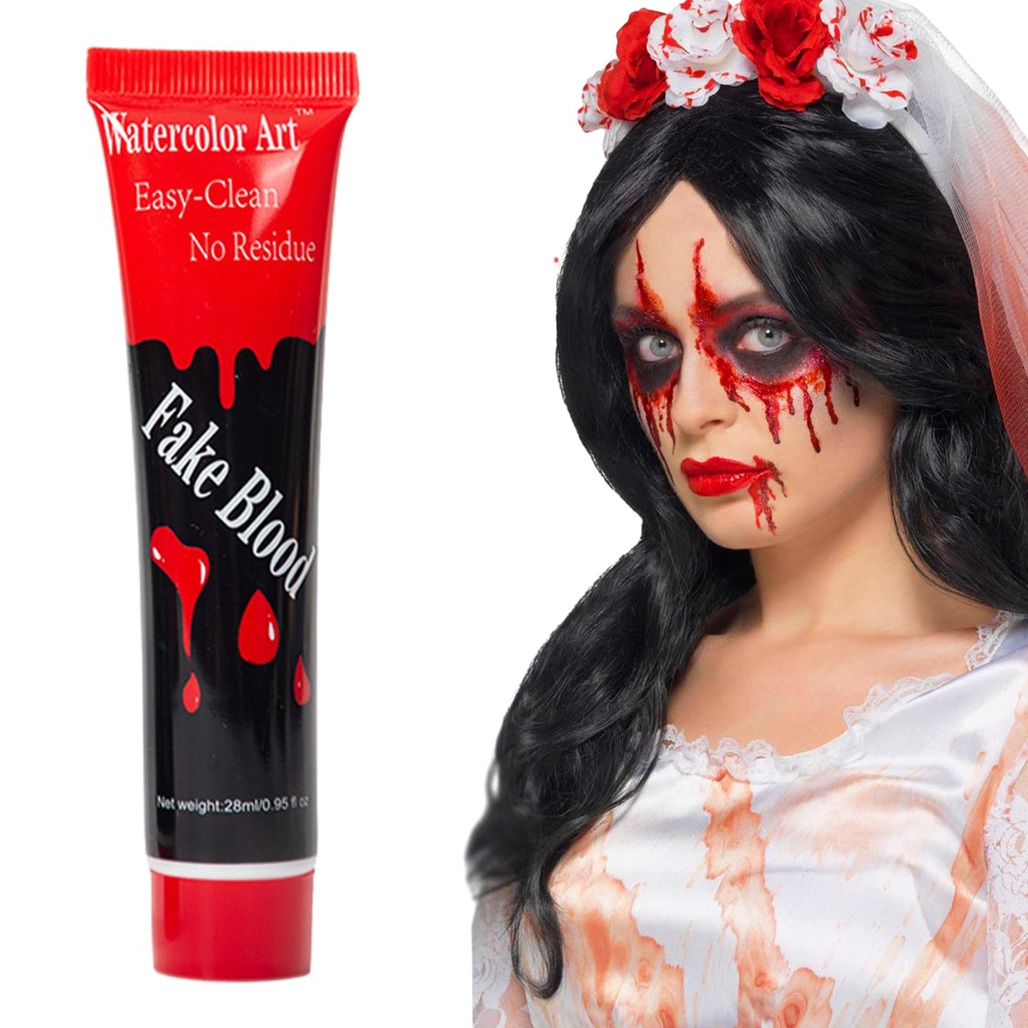 Funny Halloween Artificial Fake Blood, Cosplay Prop, Halloween Simulation Plasma for Home, can be applied to your face, arms, or body to create
