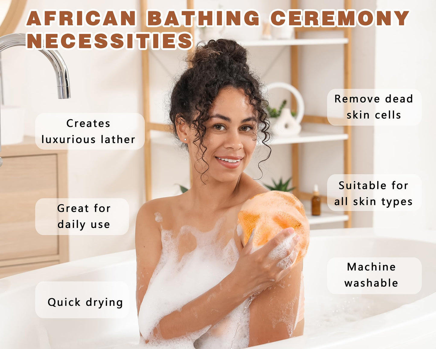 2 Pack African Net Sponge Exfoliating Body Scrubber Bath Sponge for Daily Use (Yellow + Dark Green) Beauty and Personal Care Gainlove
