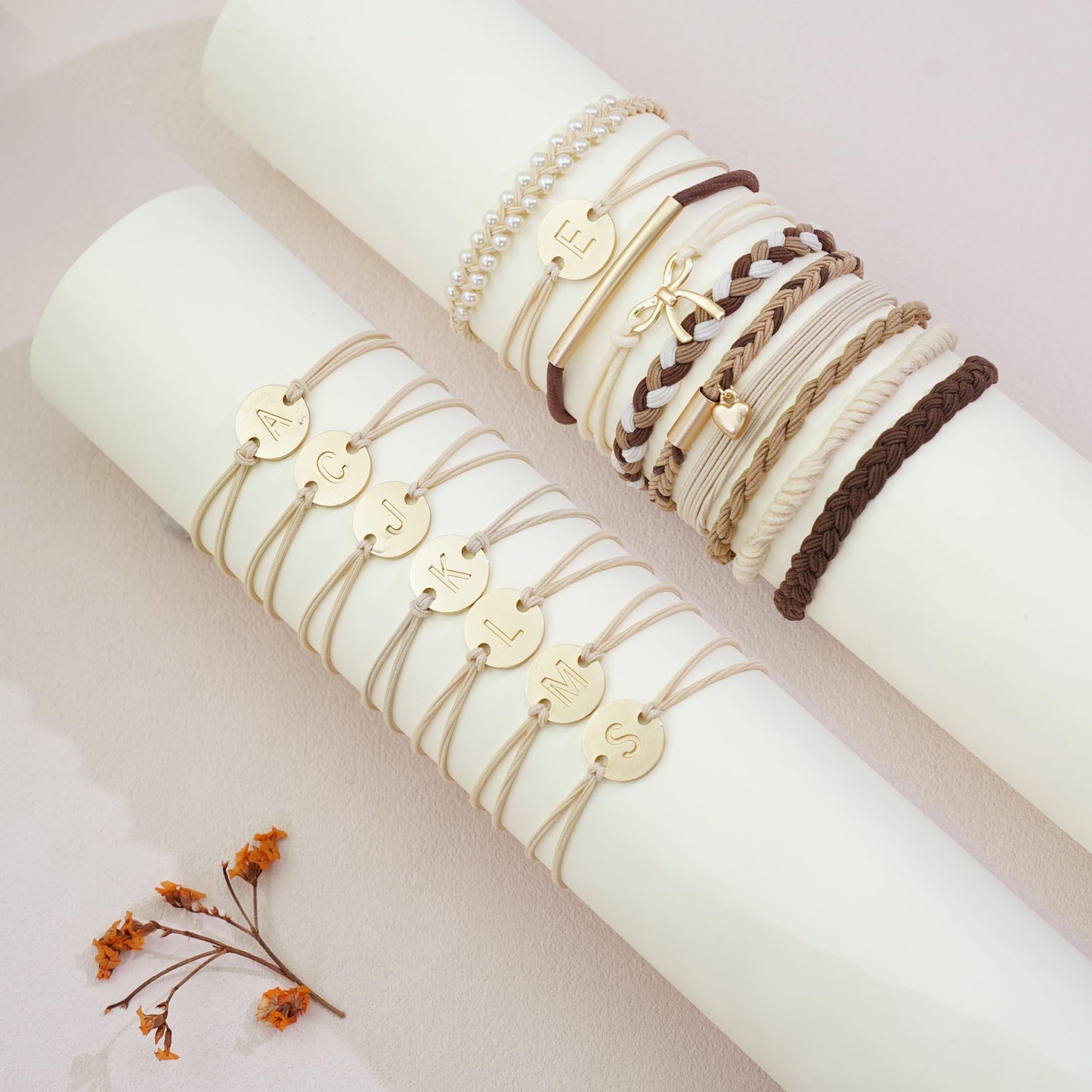Fohufo Boho Hair Ties, 10 PCS Cute Bands for Thick or Thin Hair, No Damage Elastic Bracelets, Hair Accessories for Women-Letter O Beauty and Personal Care Fohufo