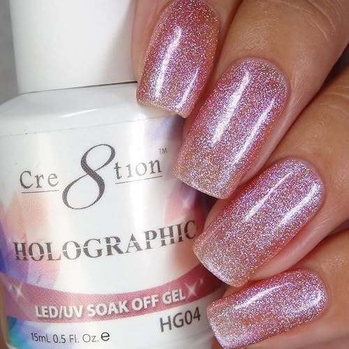 [HG04] Cre8tion - Holographic Collection Soak Off Gel [Easy Application] LED/UV Cured 15mL / 0.5 fl oz Beauty & Personal Care Cre8tion