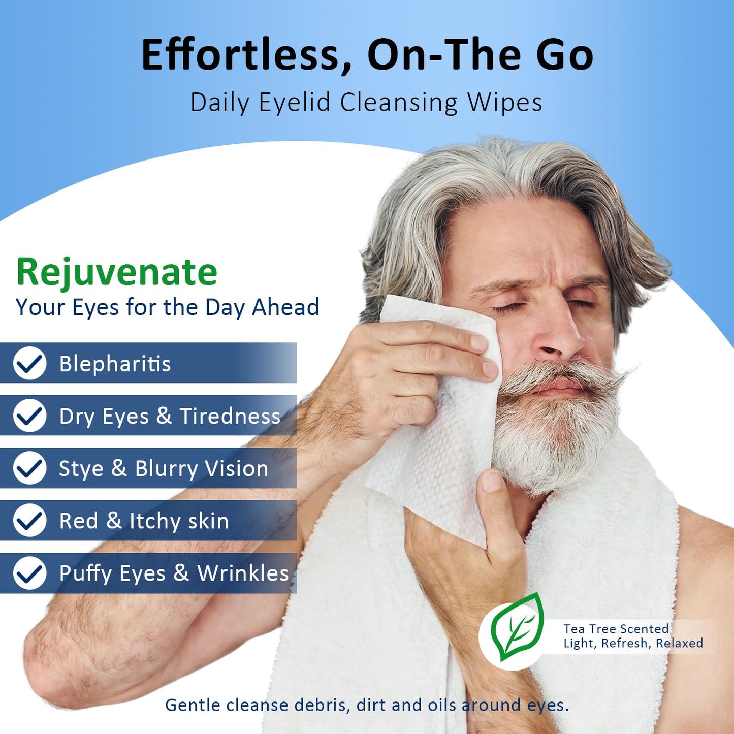 Tea Tree Oil Eyelid Wipes for Itchy & Dry Eyes, Pre-Moistened Wipes for Styes & Blepharitis, Daily Eye Cleansing Wipes, Mild Formula Soothing Beauty and Personal Care ProCIV
