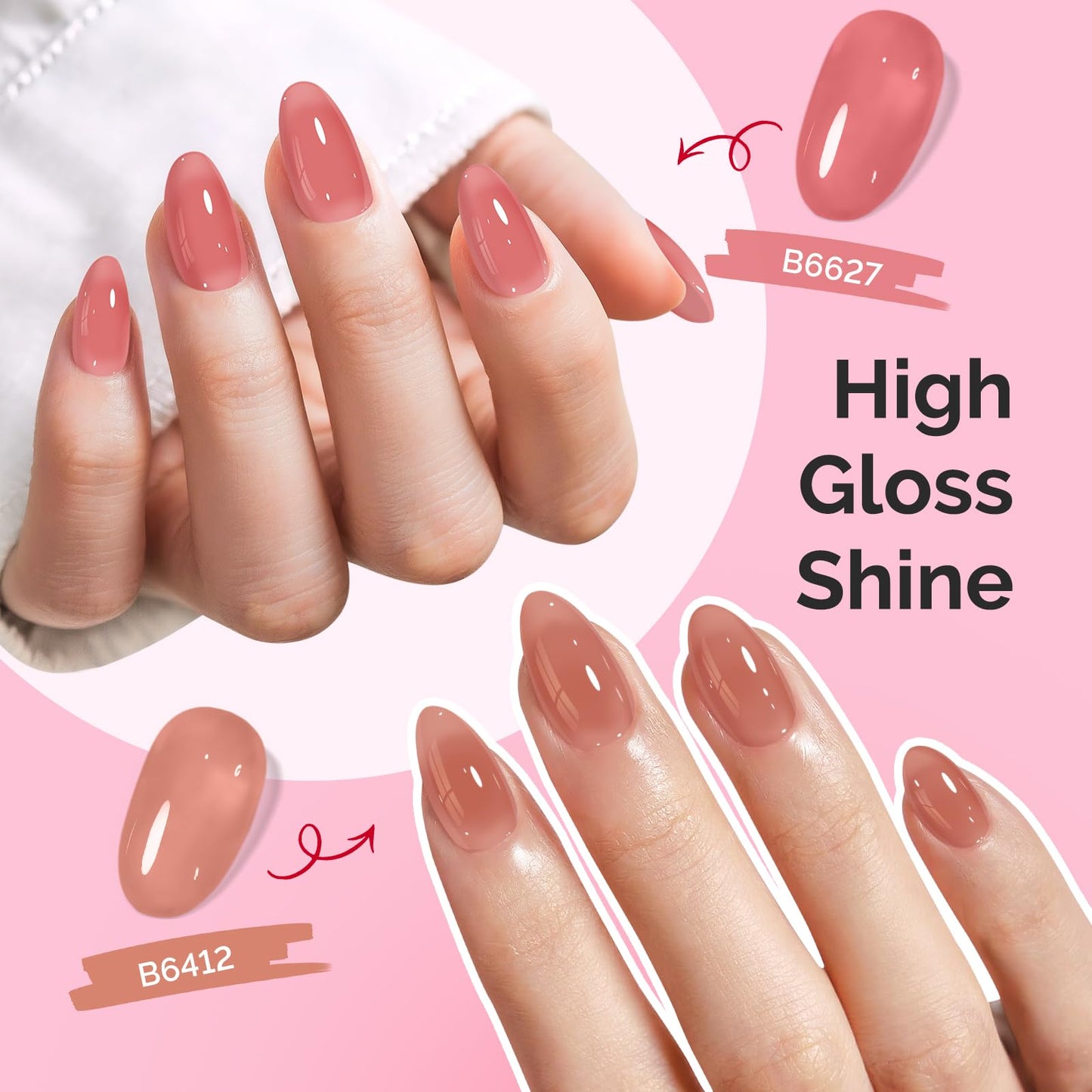 MelodySusie Jelly Gel Nail Polish Set,6 Transparent Colors,Milky or Jelly Texture,Classic Basic Colors Soak Off UV LED Light Cure or Salon Manicure Beauty and Personal Care MelodySusie