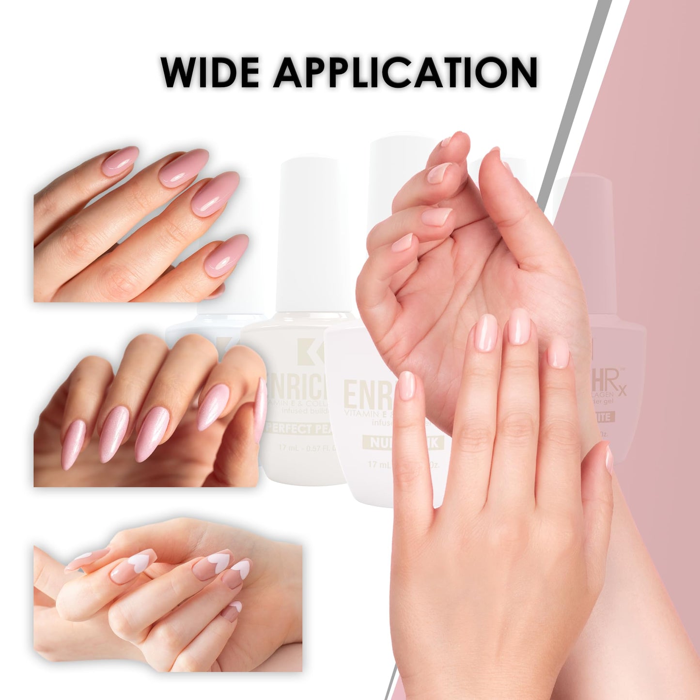 KUPA EnrichRx Builder Gel Trio Pack - Ultra Clear, Sheer White, Nude Pink - Vitamin E & Collagen Infused, UV/LED Soak-Off Gel Brush On Natural Nail Beauty & Personal Care KUPA