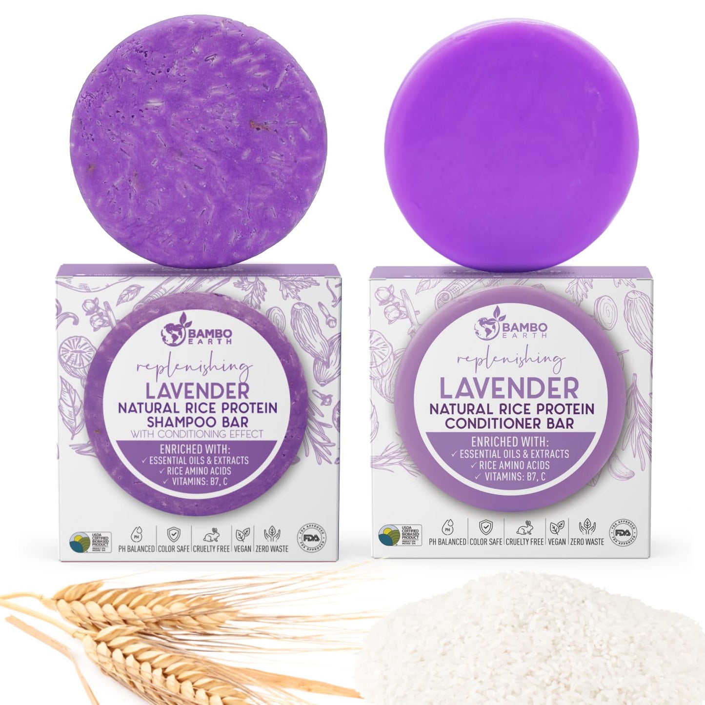 Solid Rice Protein Water Shampoo & Conditioner Hair Soap - Shampoo and Conditioner Bars For Hair With All Natural Plant Based Essential Oils And Zero