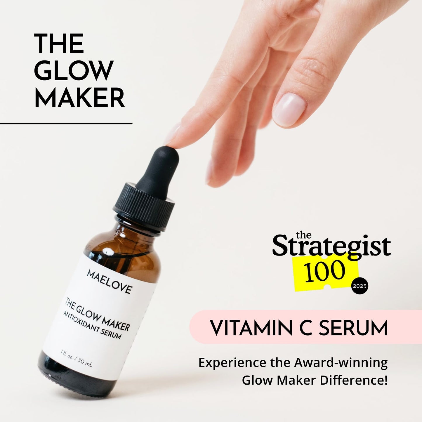 MAELOVE Glow Maker Vitamin C Serum with Vitamin E, Ferulic Acid & Hyaluronic Acid, Award-Winning Brightening and Hydrating Facial Serum, Unscented Beauty and Personal Care MAELOVE