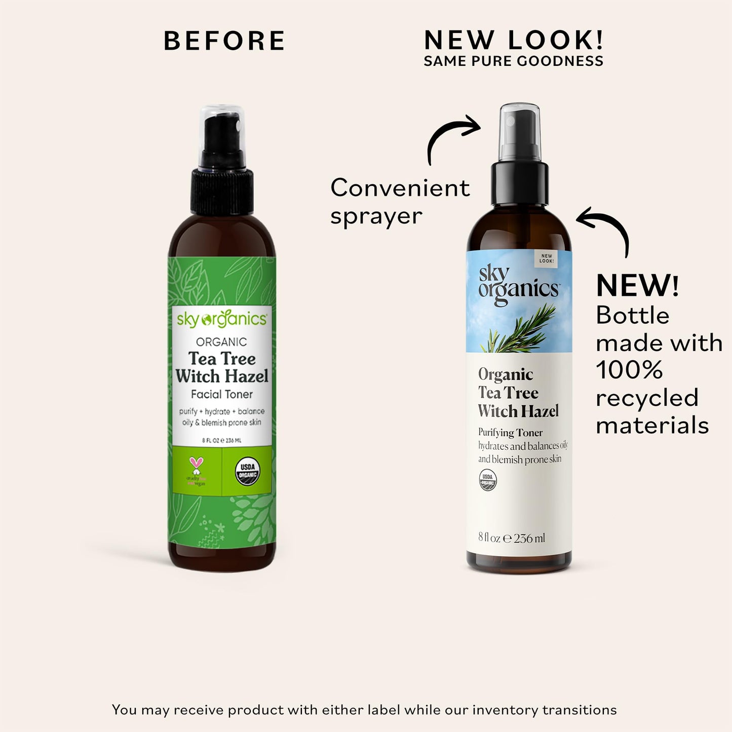 Sky Organics Organic Tea Tree & Witch Hazel for Face, Purifying Facial Toner to Hydrate, Soothe, Cleanse and Balance Blemish-Prone Skin, Helps