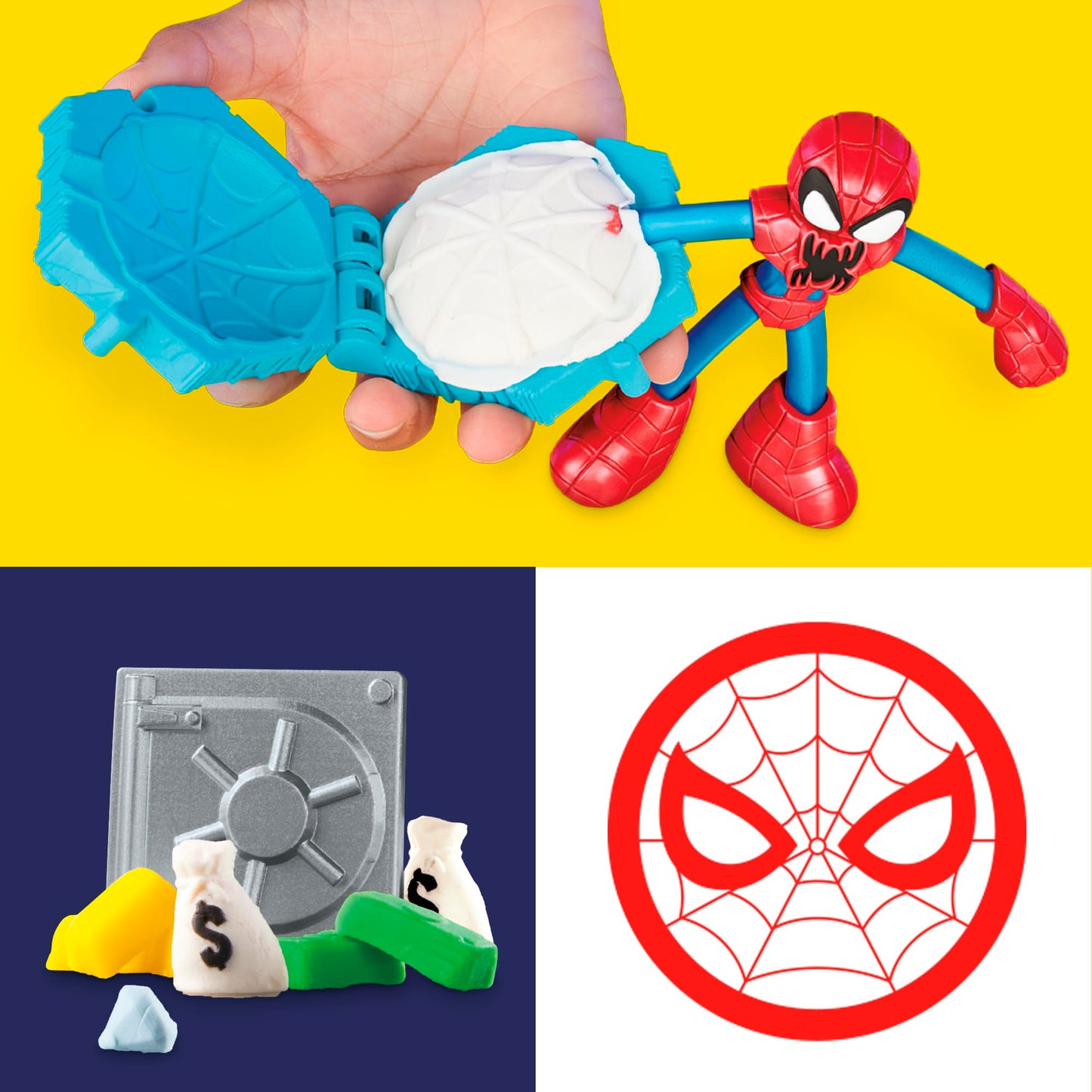 Play-Doh Marvel Spider-Man Launch & Slice Battle Playset with 2 Bendy Action Figures and 7 Accessories, Imagination Toys for Boys & Girls 4 Years & Up