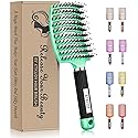 KTKUDY Detangling Brush Boar Bristles Hairbrush Make Hair Shiny & Healthier Curved and Vented Detangler Brush for Women Men Kids Wet & Dry Hair (Light