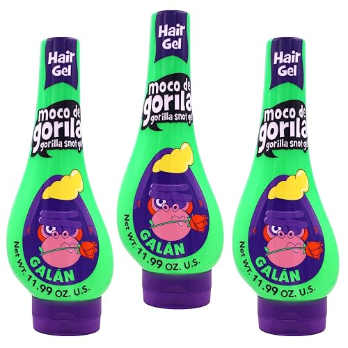 Moco de Gorila Galan Hair Styling Gel, Reactivatable with water, Long-lasting Hold, 11.99 Oz Squeezable Bottles (Pack of 3)