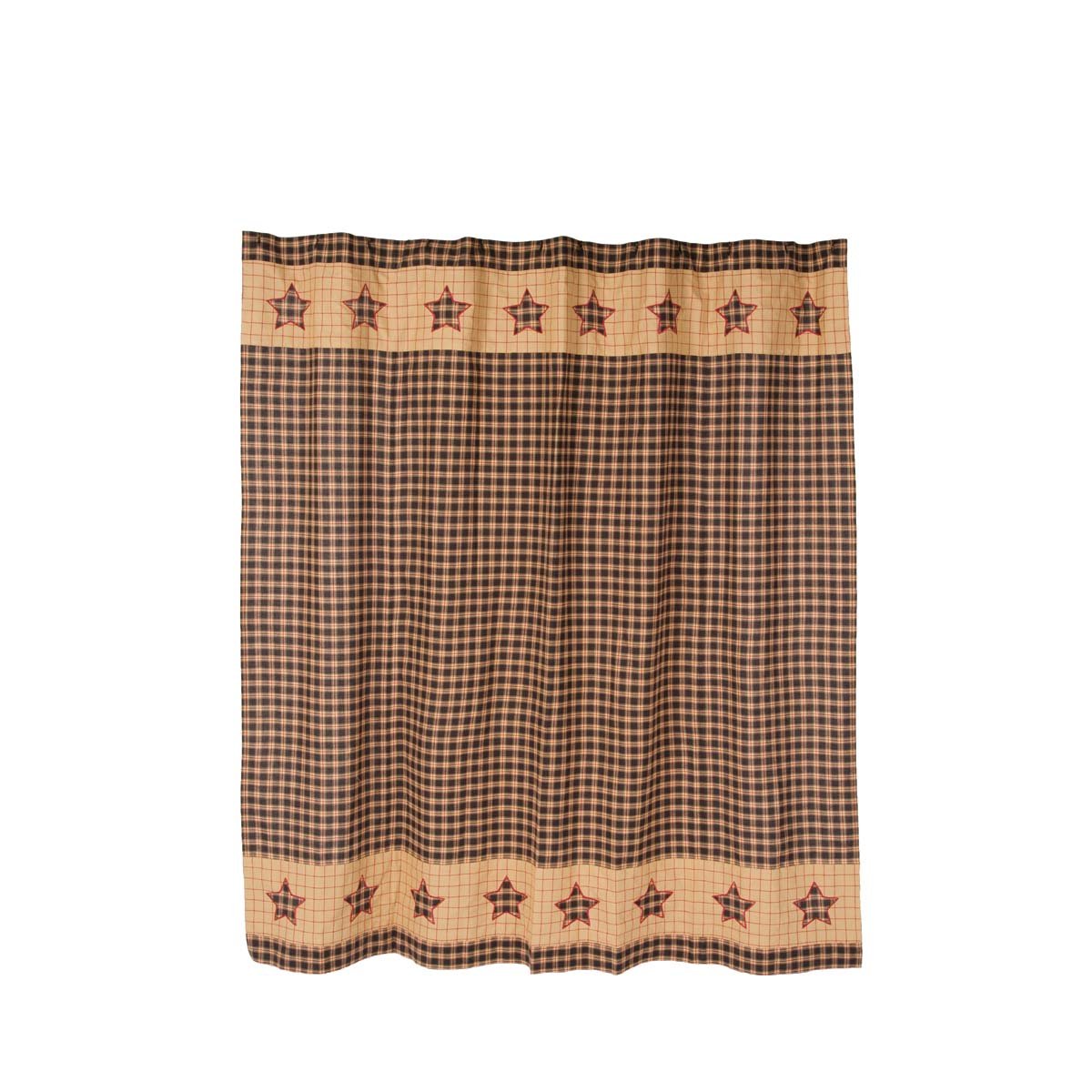 VHC Brands, Bingham Star, Cotton, 72x72, Shower Curtain, Black