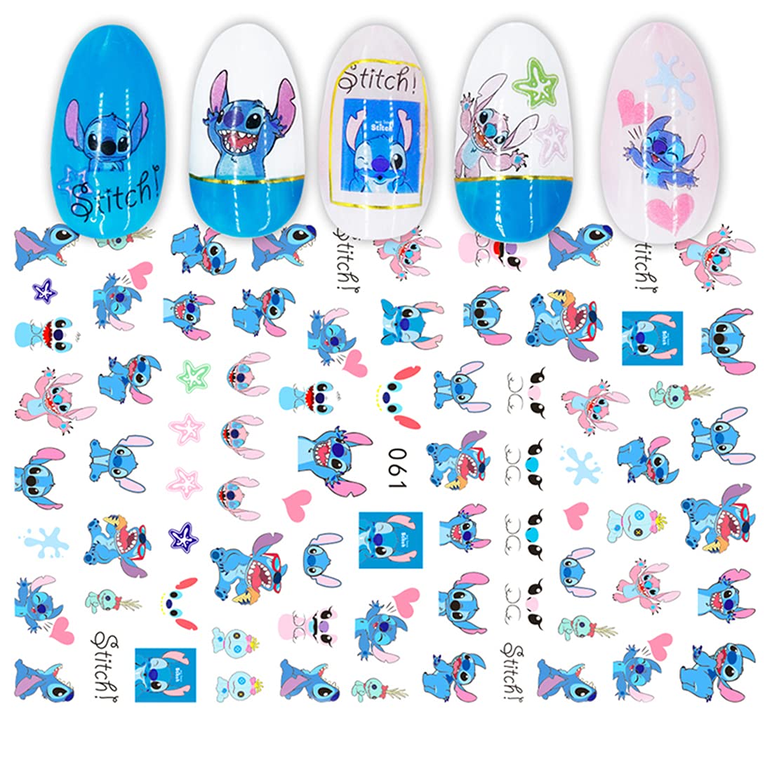 Cute Nail Stickers Kawaii Cartoon Nail Stikers Self-Adhesive Nail Decals for Women Girls Kids Nail Art Stickers (75+Decals)