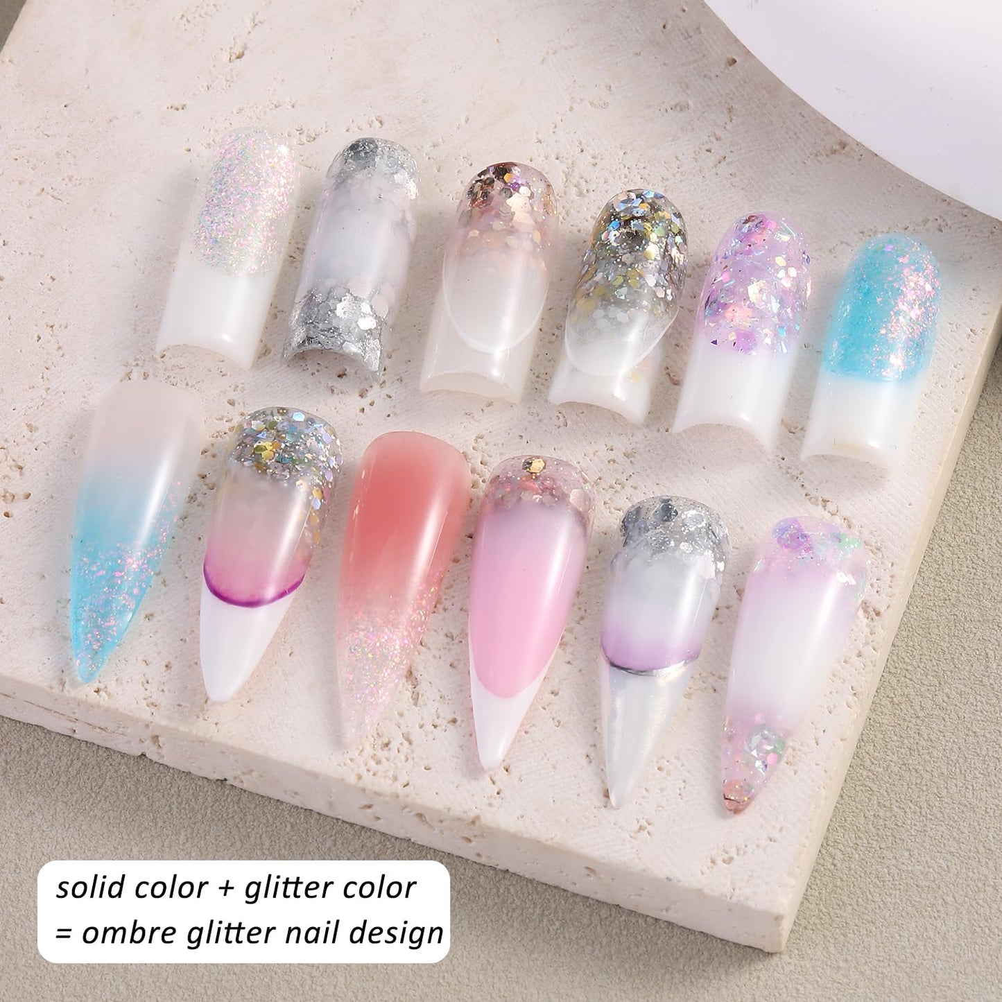Fcozpjk Poly Nail Gel Kit with UV Light, 12 Colors Clear Nude Pink Iridescent Glitter Extension Gel Builder Gel Starter Kit Base Top Coat Set Slip Beauty and Personal Care Fcozpjk