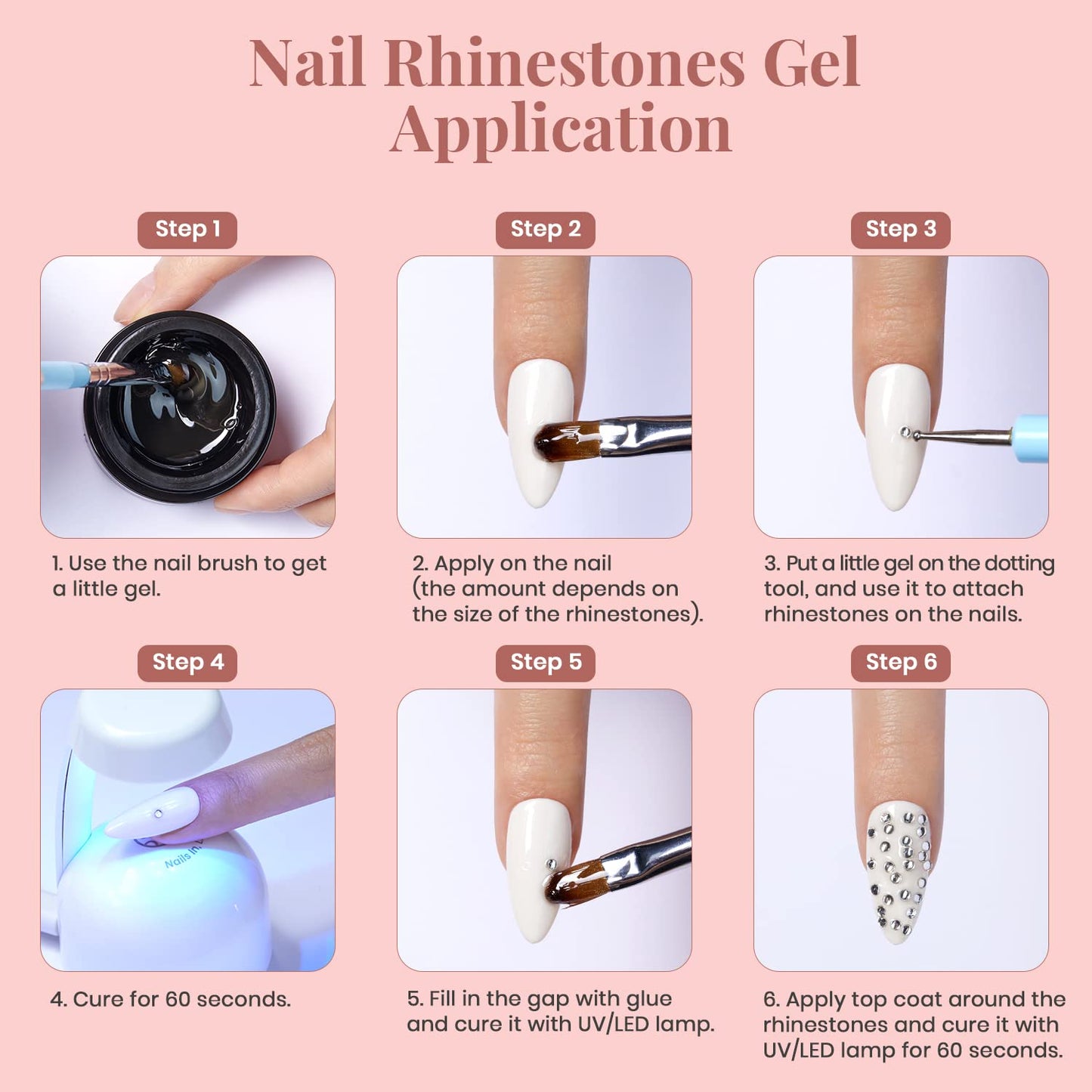 Beetles Rhinestone Glue for Nails with 2 Dual Purpose Brush Pen, 1Pcs 15ml Beauty and Personal Care beetles Gel Polish