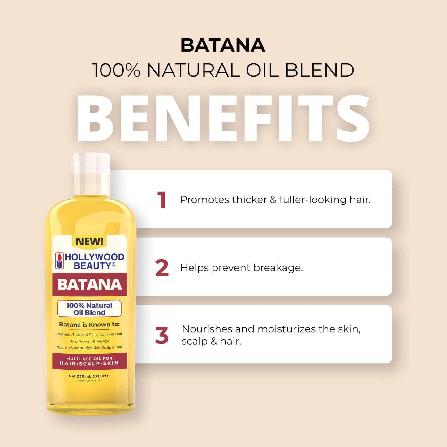 Hollywood Beauty Batana Oil for Hair, Scalp and Skin (8 fl oz)