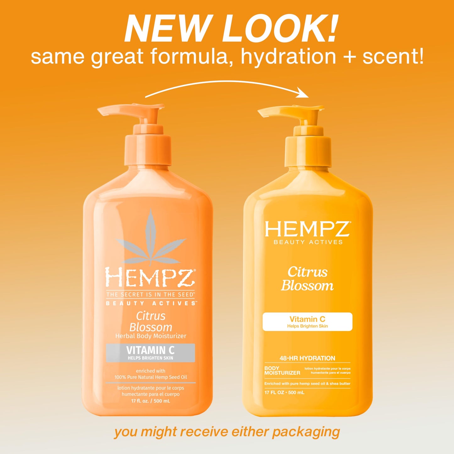 Hempz Body Lotion - Citrus Blossom Limited Edition Daily Moisturizing Cream with Vitamin C, Shea Butter, Aloe, Orange Extract, Hemp Seed Oil Body