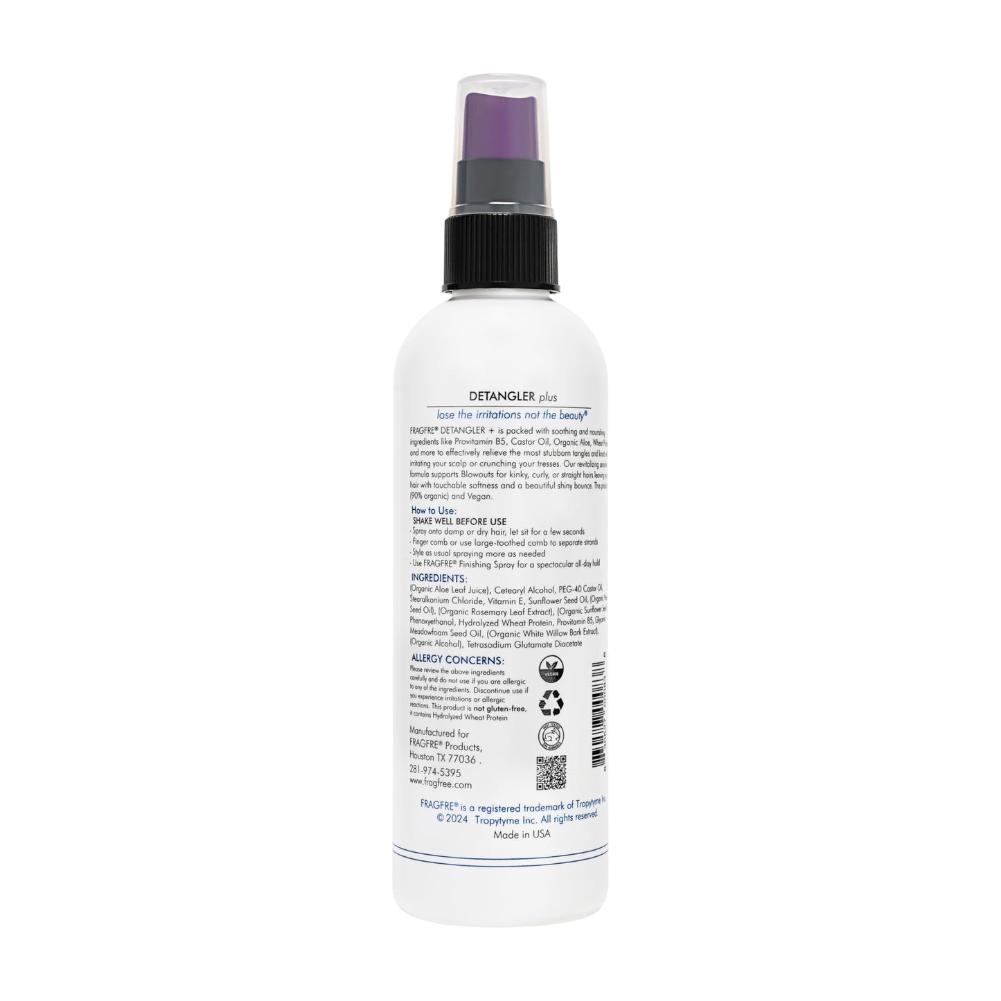 FRAGFRE Detangler plus Styling Hair Spray 8 oz (2-Pack Gift Set) - Heat Protectant and Blowout Spray - Leave in Conditioner for Sensitive Skin