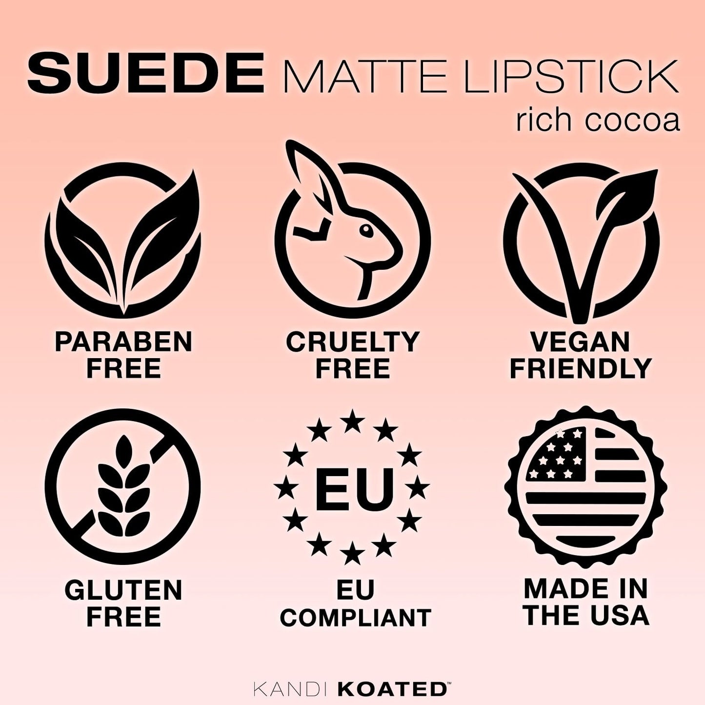 Kandi Koated Suede Matte Lipstick - Rich Cocoa Warm Mid-Tone Brown - Highly Pigmented Long-Lasting Matte Lipstick for Women - Creamy Smooth Finish -