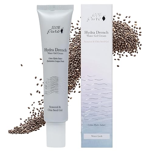 100% PURE Hydra Drench Cream, Daily Face Moisturizer with Hyaluronic Acid, Rose Water, Skin Care for All Skin Types, Natural Face Cream - 1.4 Fl Oz