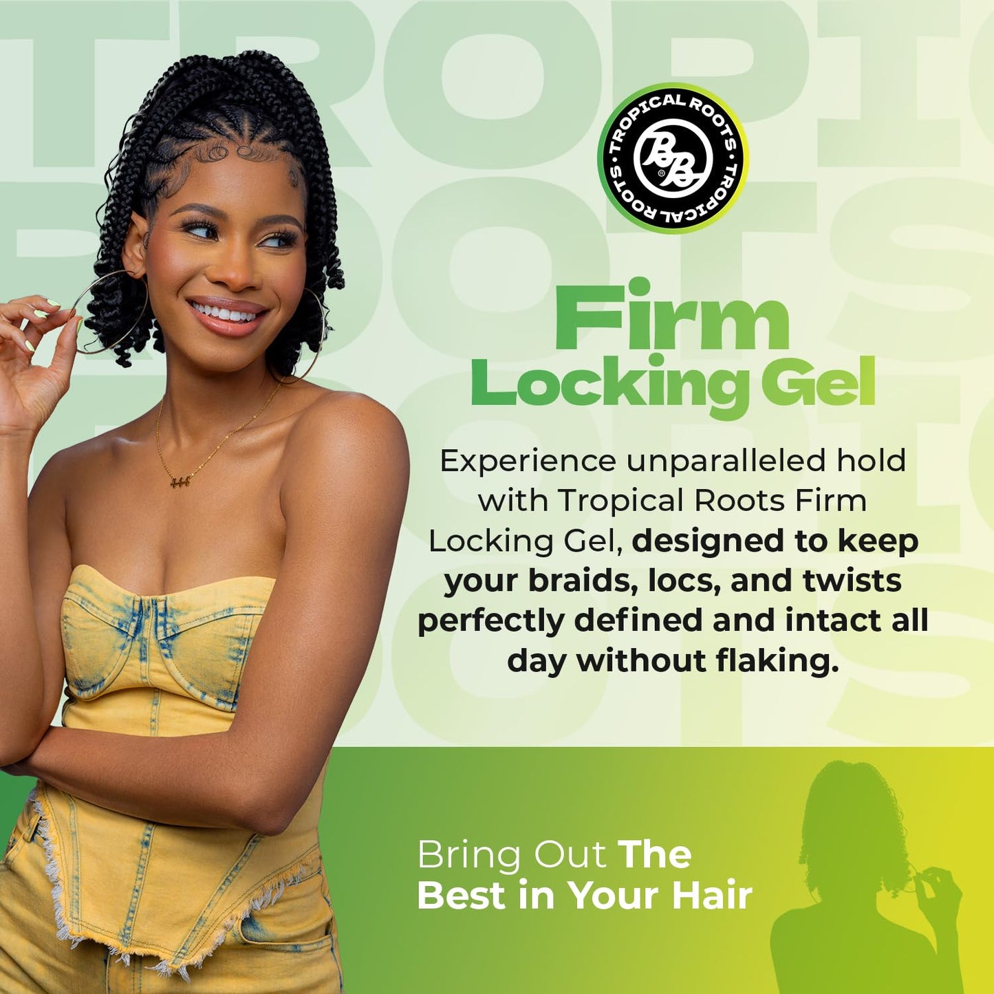 Bronner Bros Tropical Roots Firm Locking Gel - Loc & Twist Gel Ideal for Braids, Twists & Locs with Pineapple & Guava Extracts, Vitamins B5 & B12